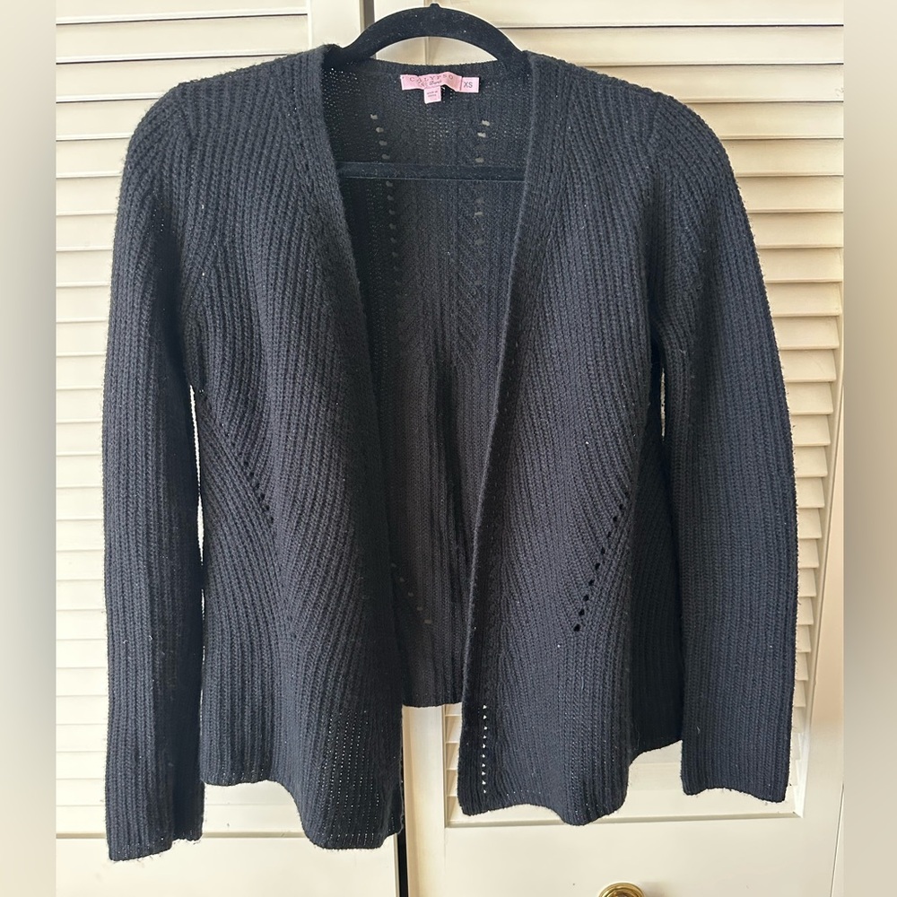 Calypso St. Barth 100% Cashmere Black Open Cardigan Size XS